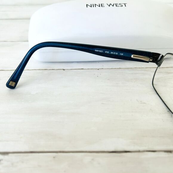 NINE WEST NW 1021 Full Frame Wire Eyeglasses 54015 135 Blue w/Case - Picture 5 of 9